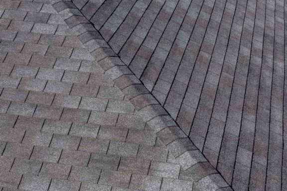 Gray asphalt shingles on a home.