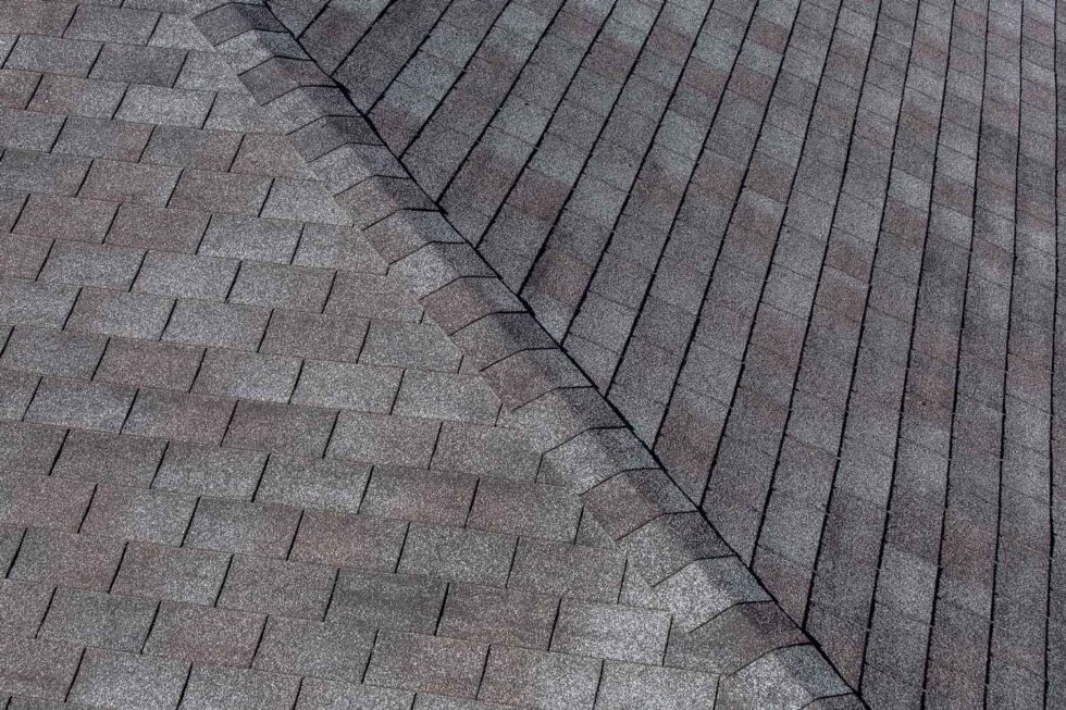 Gray asphalt shingles on a home.