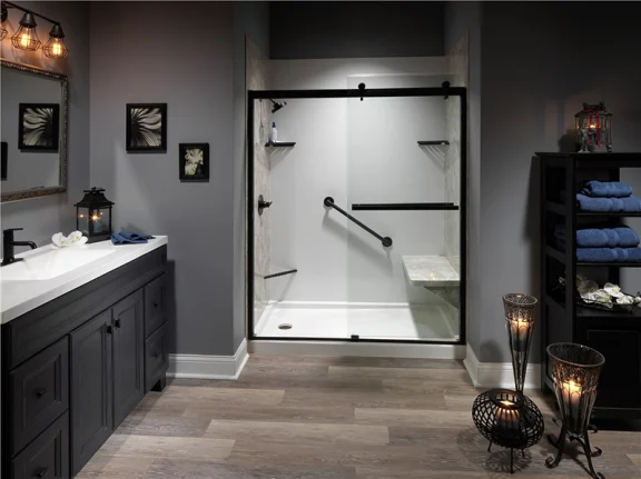 A renovated zero-entry shower.