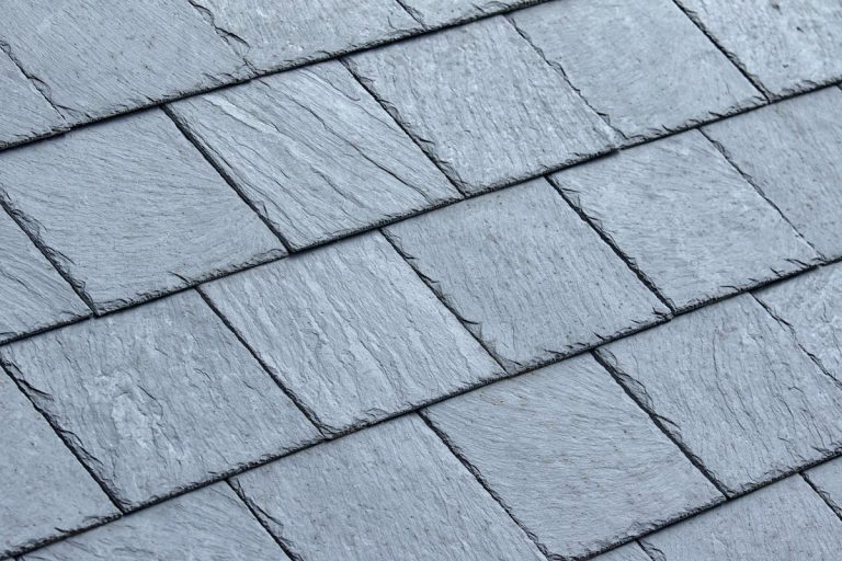 Gray slate roofing tiles